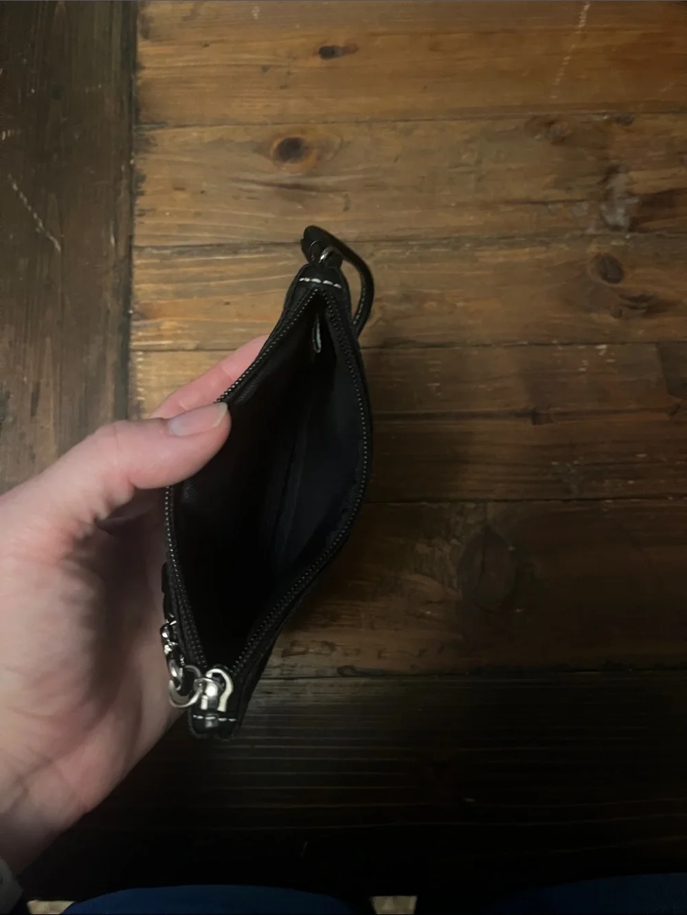 Coach Black Signature Wristlet with Leather Strap